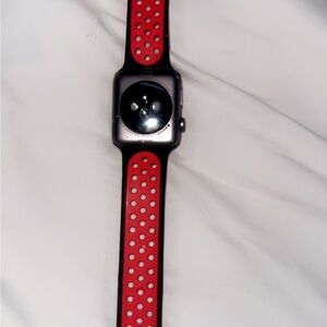 Red and Black Smartwatch with Perforated Band